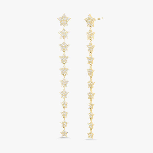 Orion Pave Diamond Dangle Star Stud Earrings 1.19 ctw