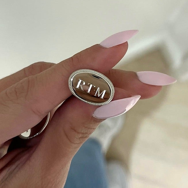 Oval Cuff Links with Beaded Edge