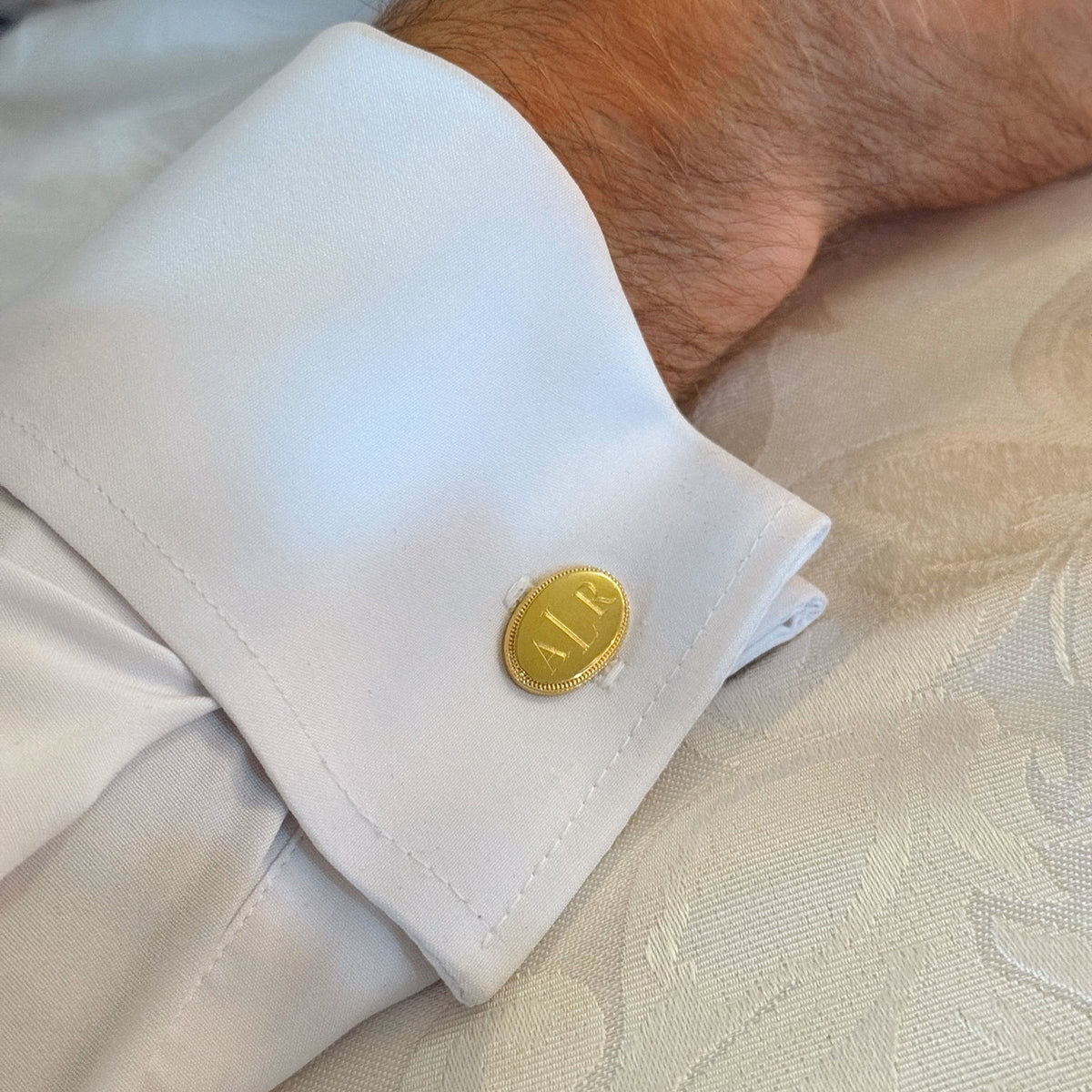 Oval Cuff Link with beaded edge