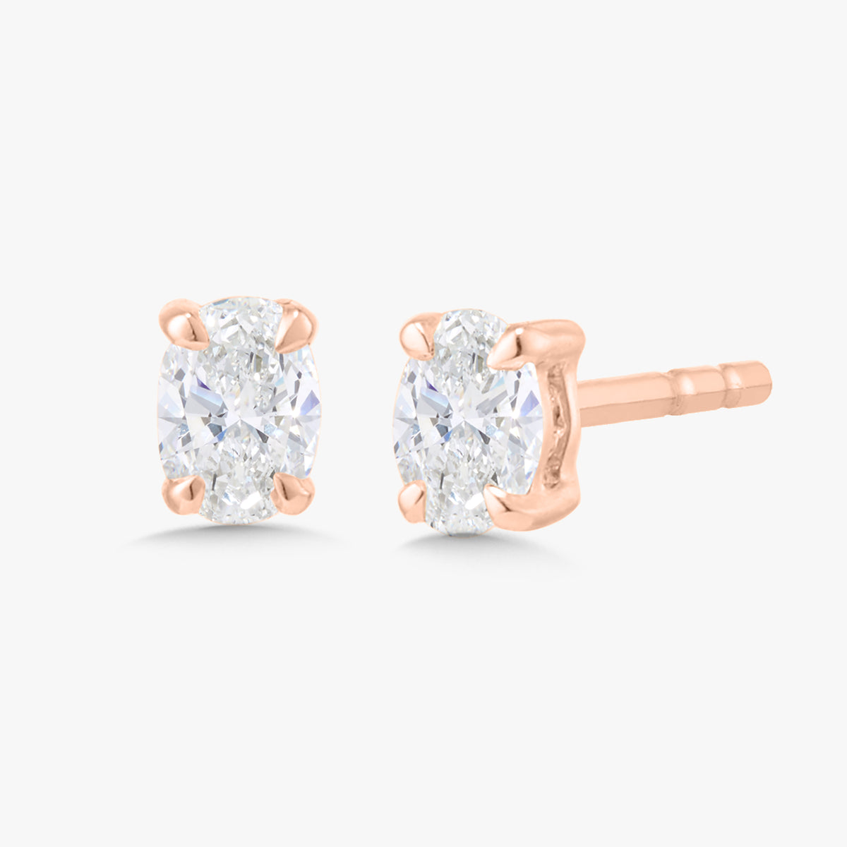 Tiny Oval Diamond Stud Earrings