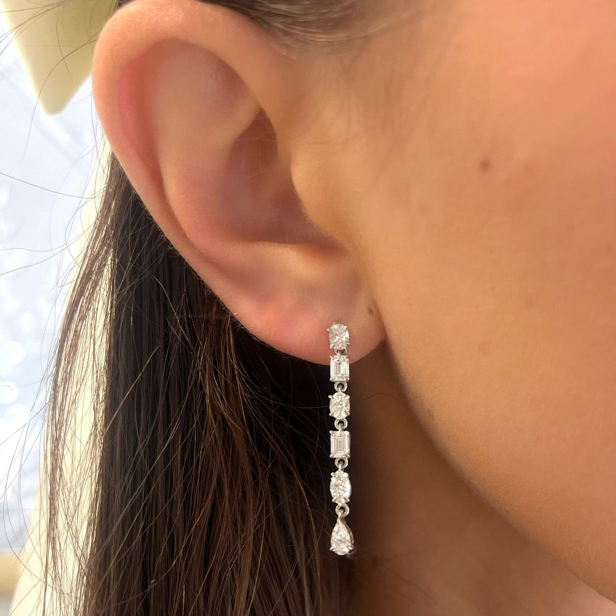Parke Multi Mixed Shape Diamond Dangle Stud Earrings 2.16 ctw