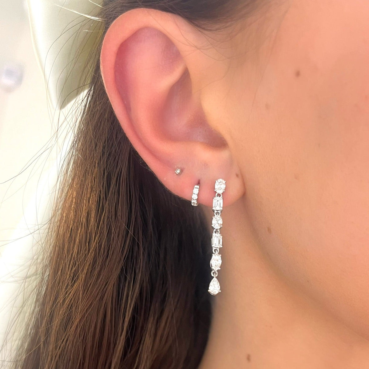 Parke Multi Mixed Shape Diamond Dangle Stud Earrings 2.16 ctw