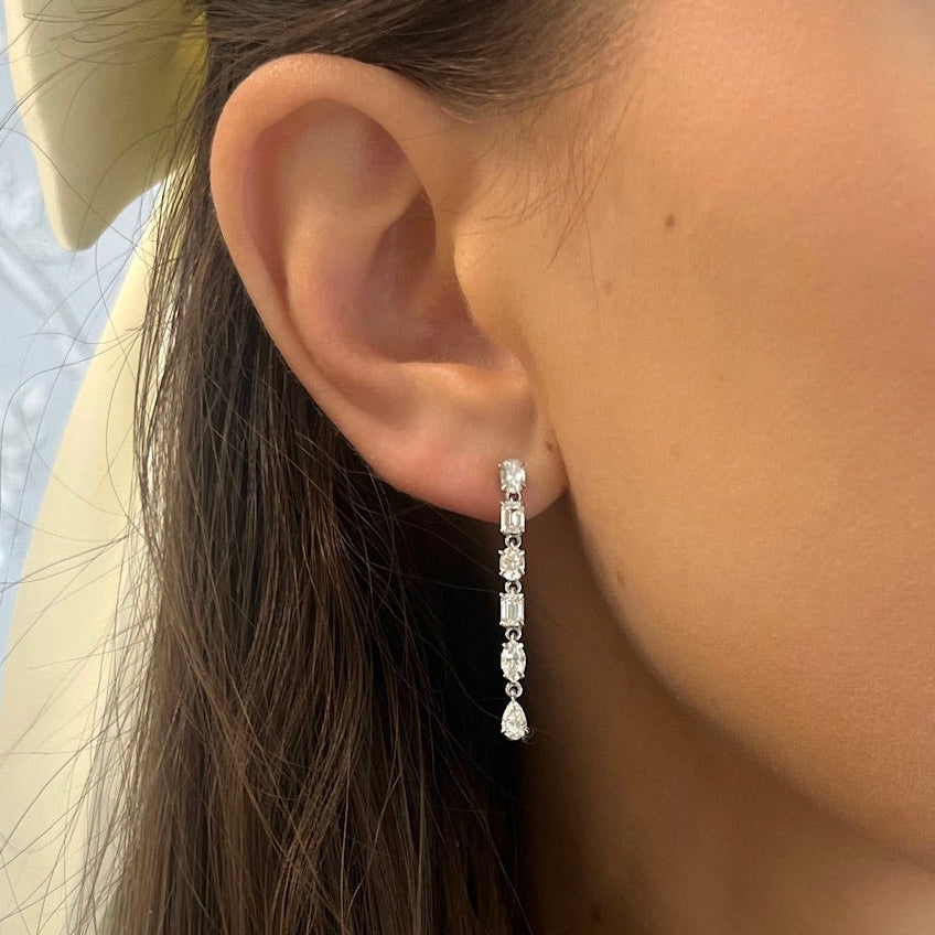 Parke Multi Mixed Shape Diamond Dangle Stud Earrings 2.16 ctw