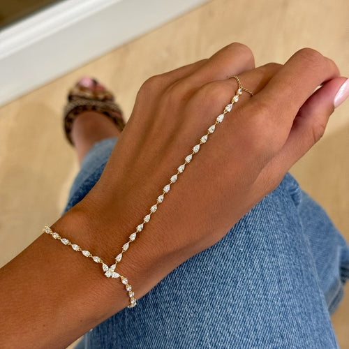 Paulina Pear Shape Diamond Hand Chain