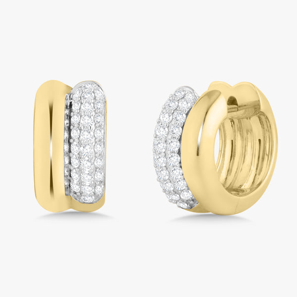 Two-Tone Gold & Pave Diamond Illusion Huggies – RWFJ