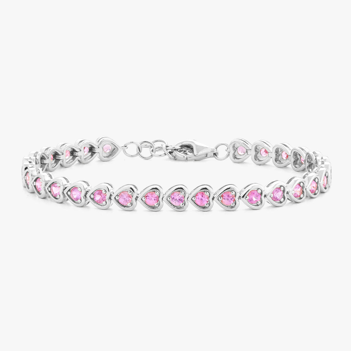 Paxton Pink Sapphire Heart Adjustable Tennis Bracelet 2.83 ctw