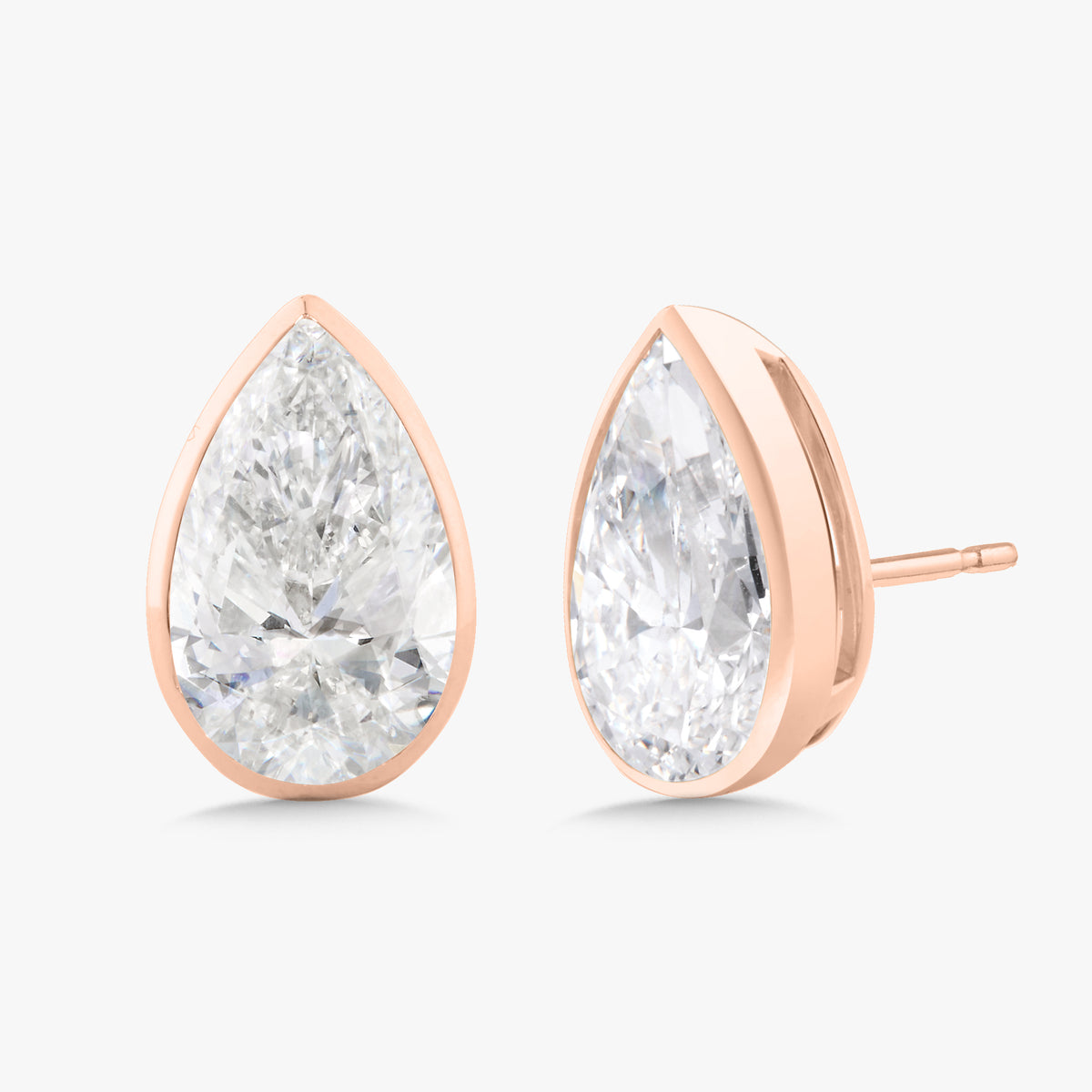 Lab Grown Bezel Set Pear Diamond Stud Earrings (10 ctw)