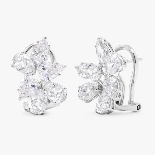 Perla Pear Diamond Cluster Stud Earrings 3.90 ctw