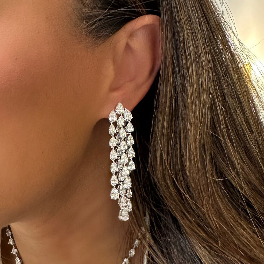 Pear Diamond Dangle Stud Earrings 22.92 ctw
