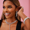 Pear Diamond Dangle Stud Earrings 22.92 ctw,Mayfair Diamond Heart Lariat Necklace 29 ctw,8.03ct ,Tilted Pear Diamond Tennis Necklace 28 ctw