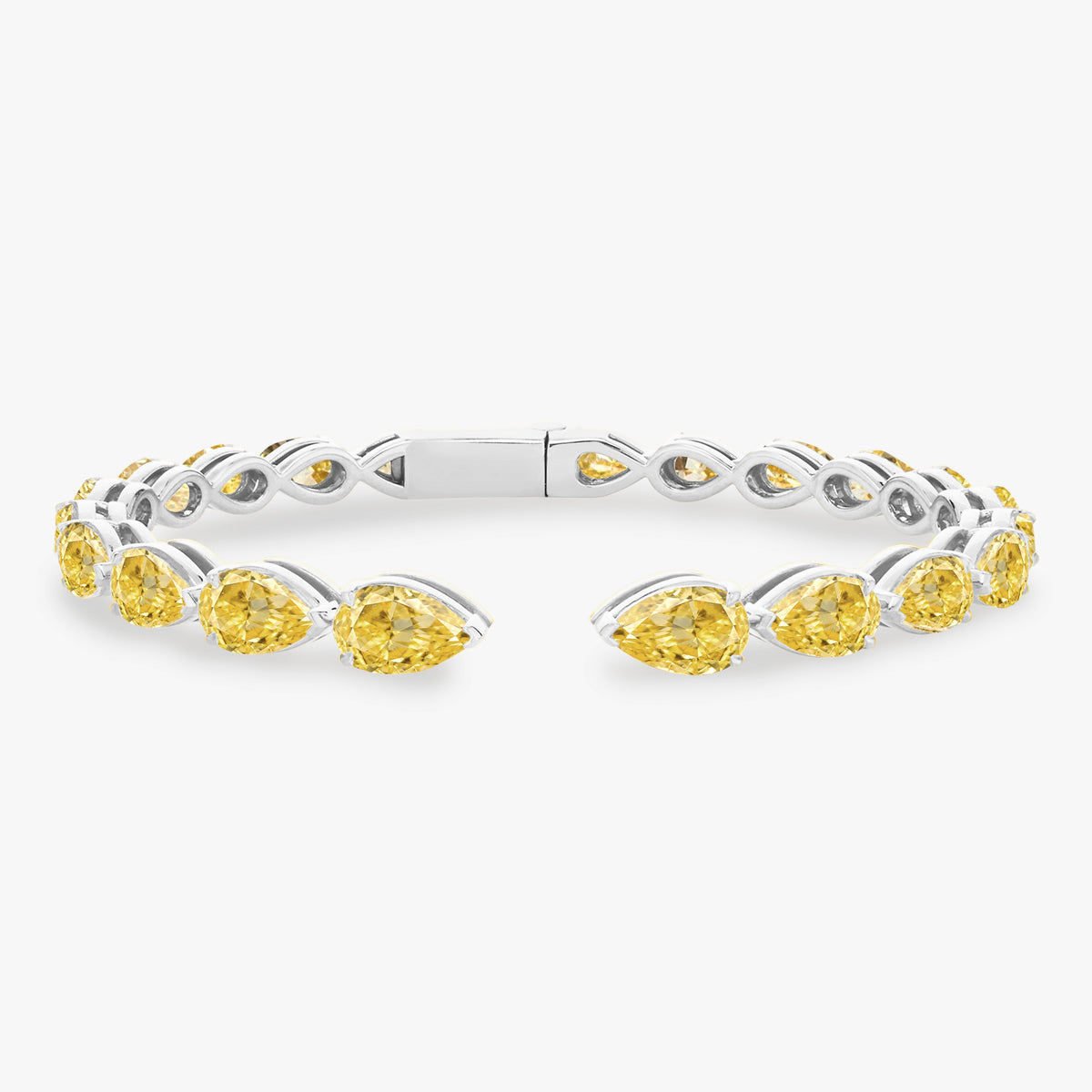 Graduated Fancy Light Yellow Pear Bangle Cuff 17 ctw