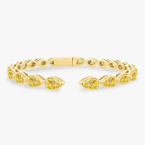 Graduated Fancy Light Yellow Pear Bangle Cuff 17 ctw