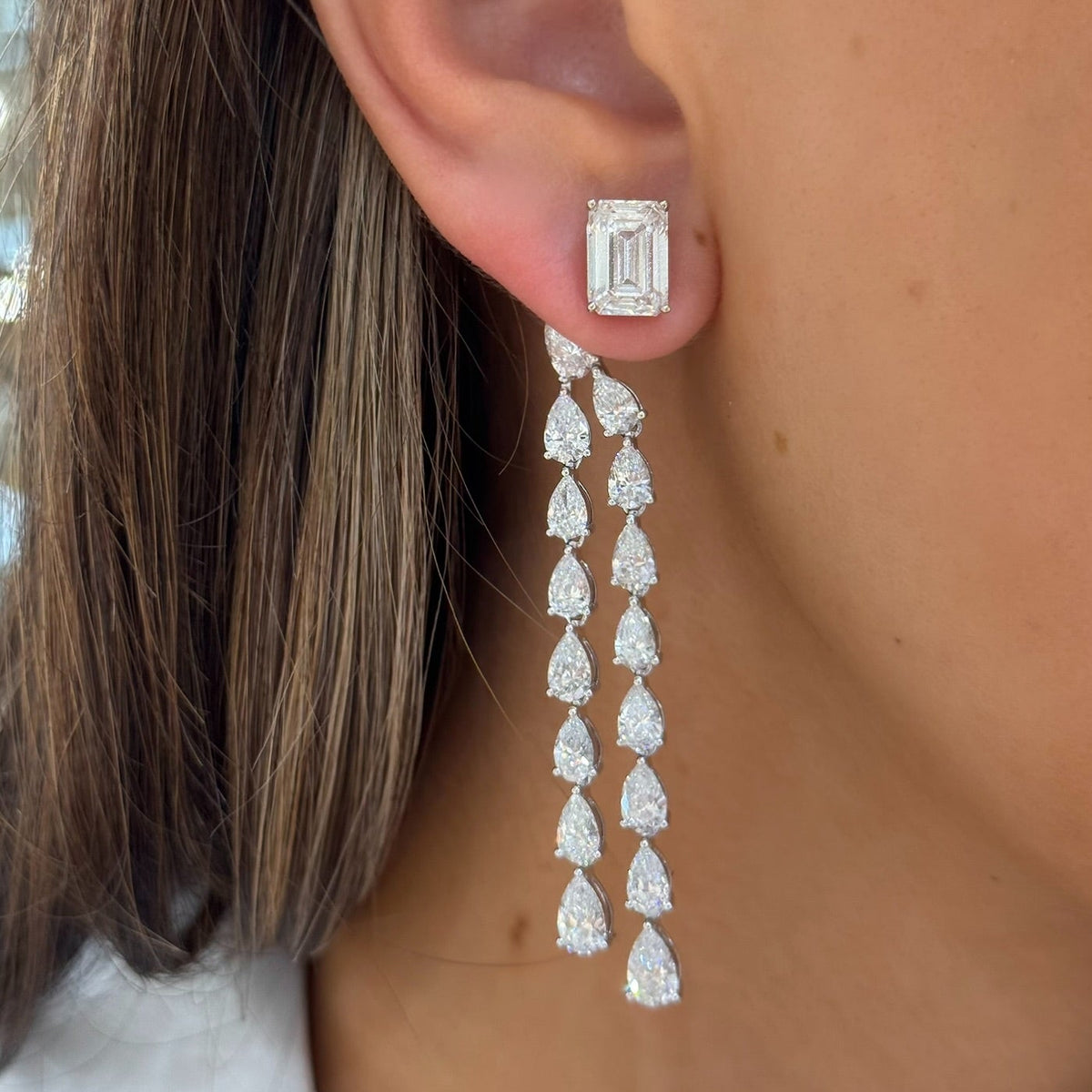Pear Diamond Dangle Earring Backs 10.68 ctw