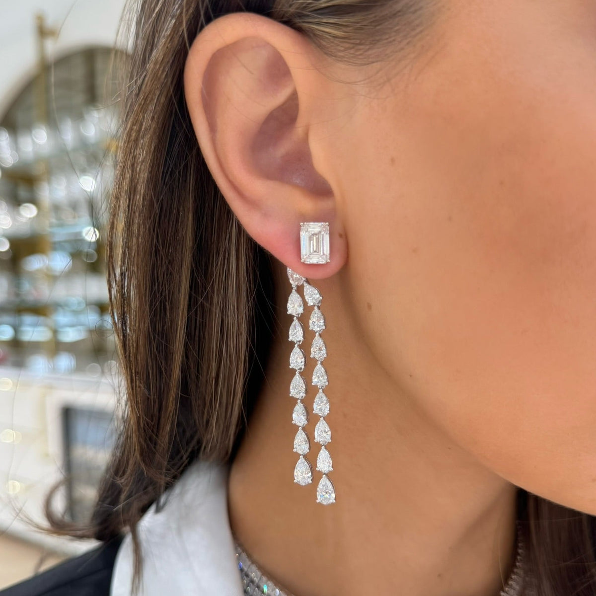 Pear Diamond Dangle Earring Backs 10.68 ctw