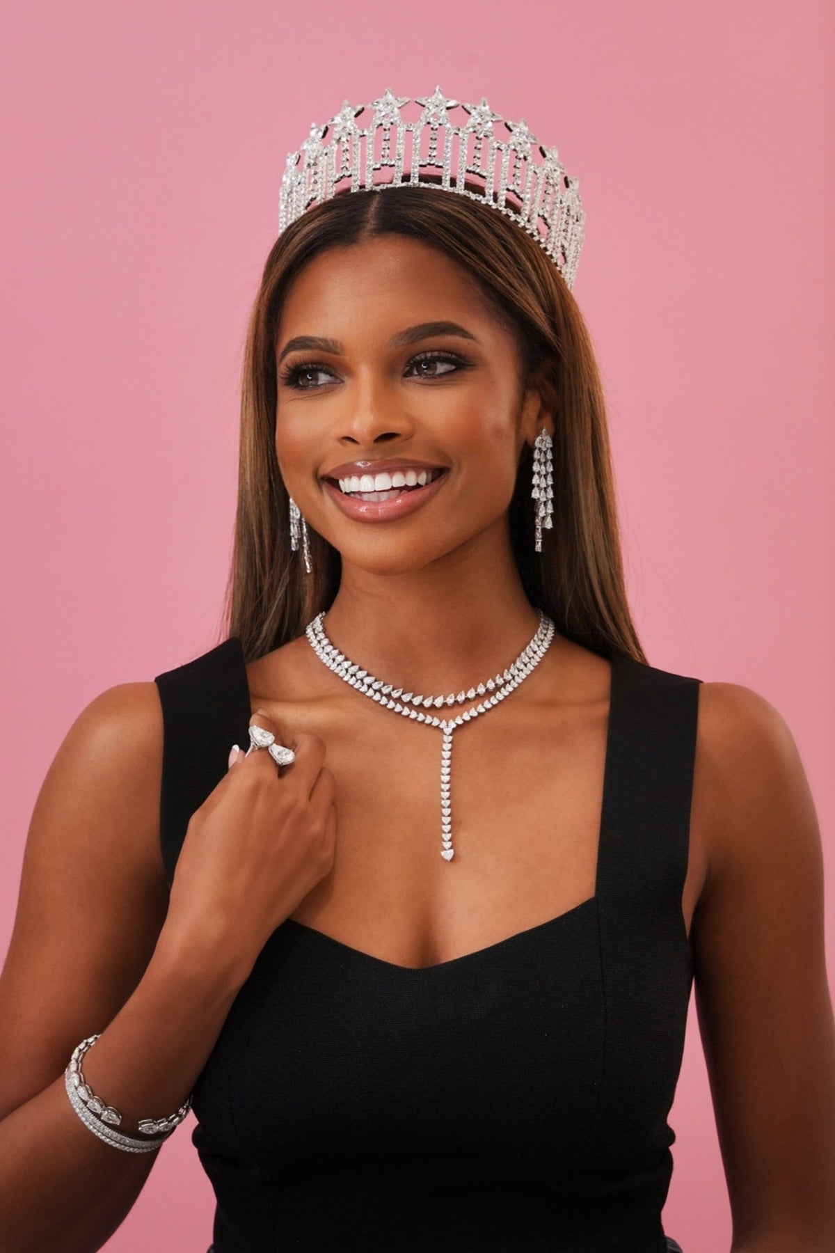 Pear Diamond Dangle Stud Earrings 22.92 ctw,Mayfair Diamond Heart Lariat Necklace 29 ctw,8.03ct Lab Grown Toi et Moi Heart Diamond Ring,Tilted Pear Diamond Tennis Necklace 28 ctw