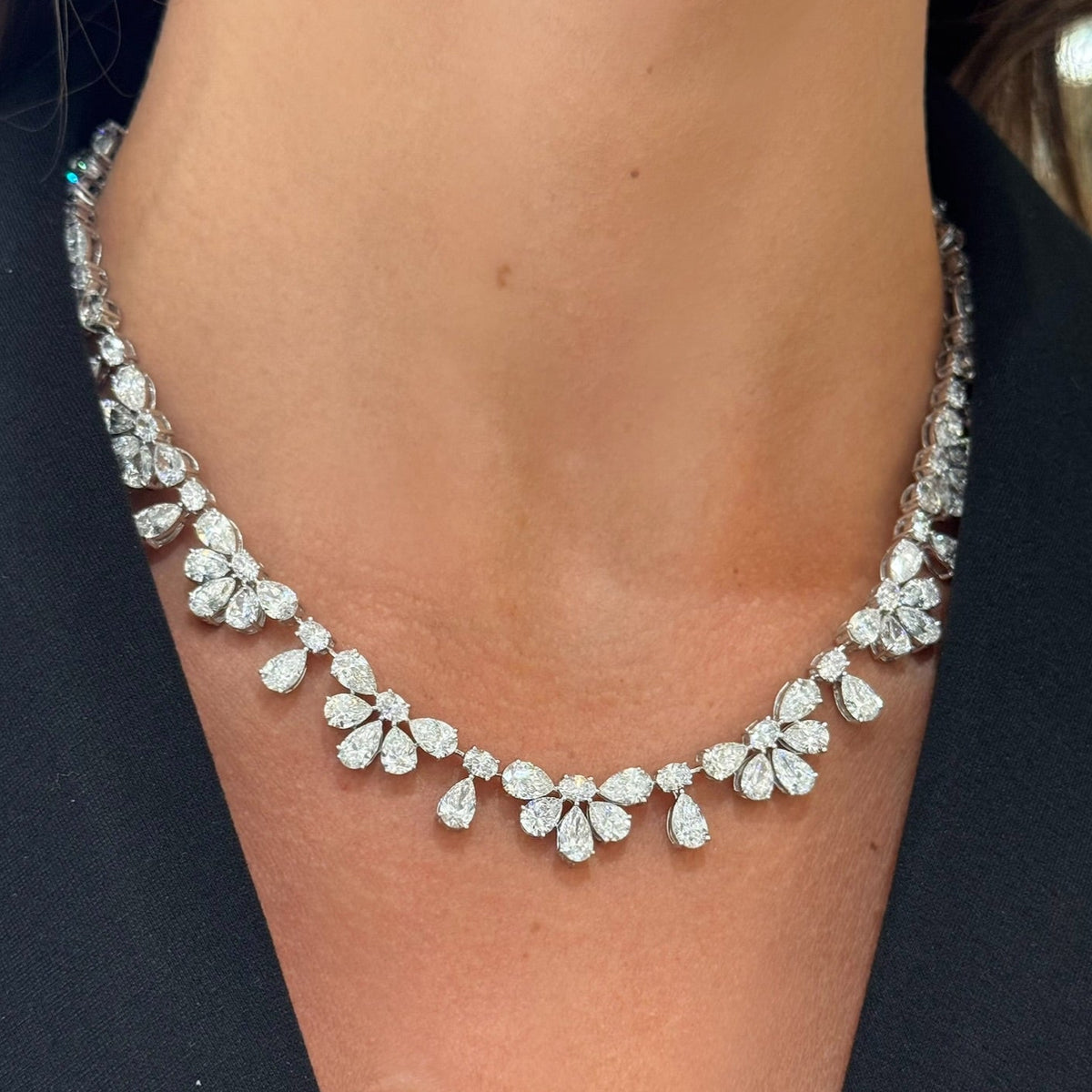 Pear & Oval Diamond Tennis Necklace