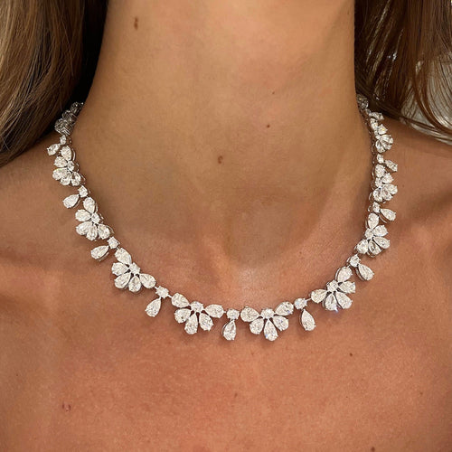 Pear & Oval Diamond Tennis Necklace