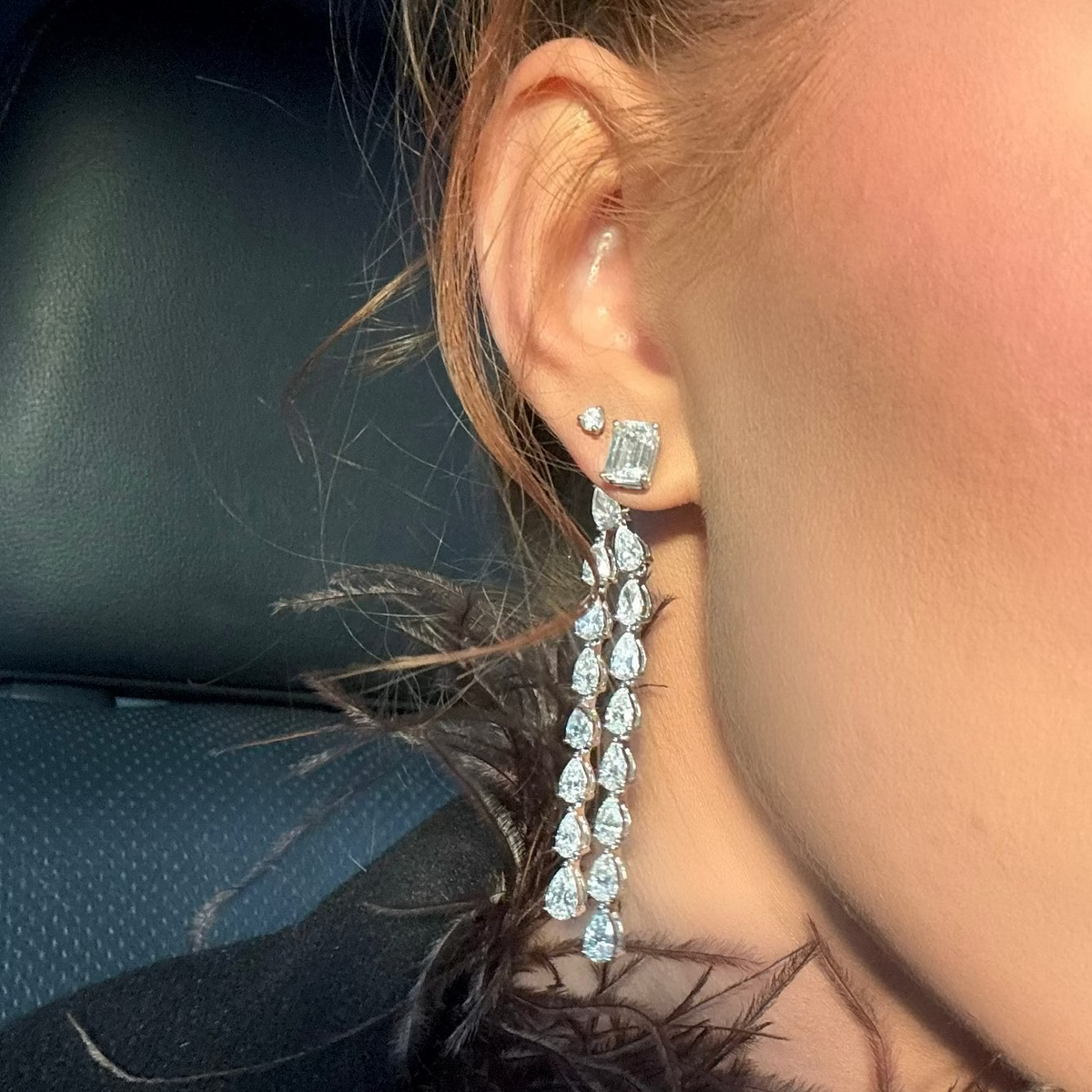 Pear diamond dangle backs