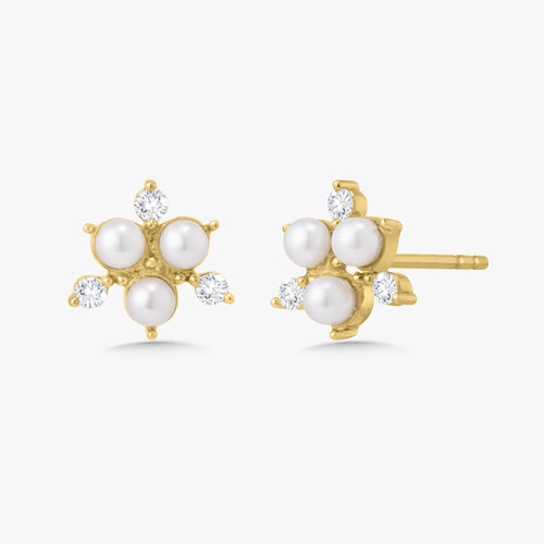 Pearl Cluster Stud Earrings