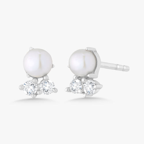 Pearl & Diamond Duo Stud Earrings