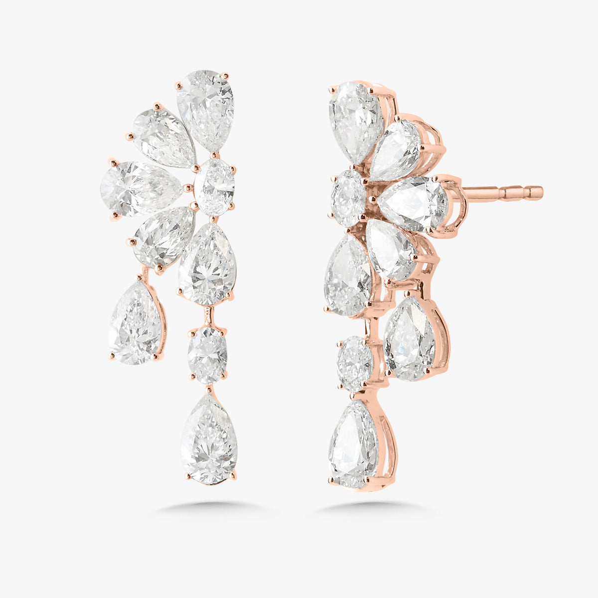 Duchess Pear & Oval Diamond Dangle Earrings 6.82 ctw