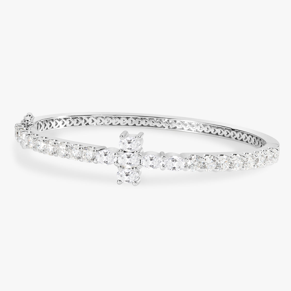Petite Kirk Oval & Round Diamond Cross Bangle 4.65 ctw