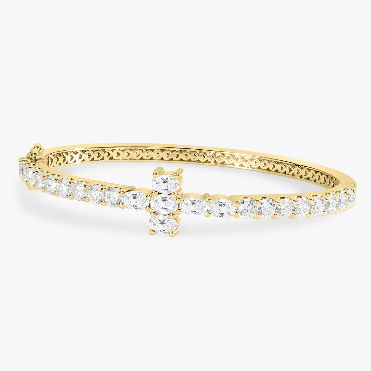 Petite Kirk Oval & Round Diamond Cross Bangle 4.65 ctw