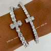 Petite Kirk Oval & Round Diamond Cross Bangle 4.65 ctw, Kirk Oval & Round Diamond Cross Bangle 8.89 ctw