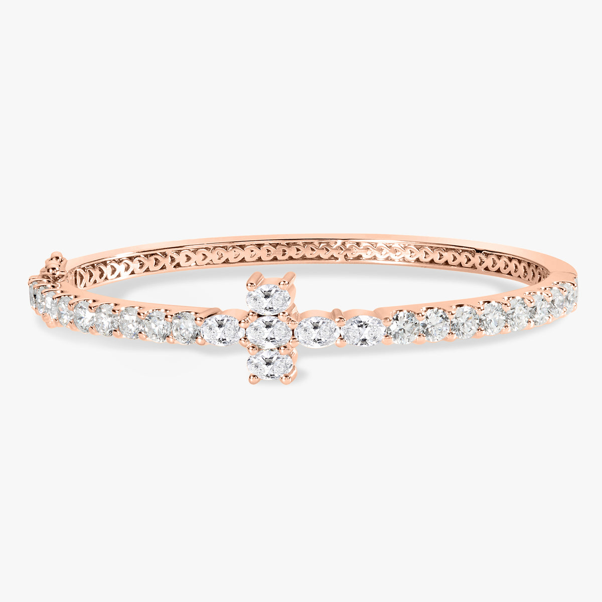 Petite Kirk Oval & Round Diamond Cross Bangle 4.65 ctw