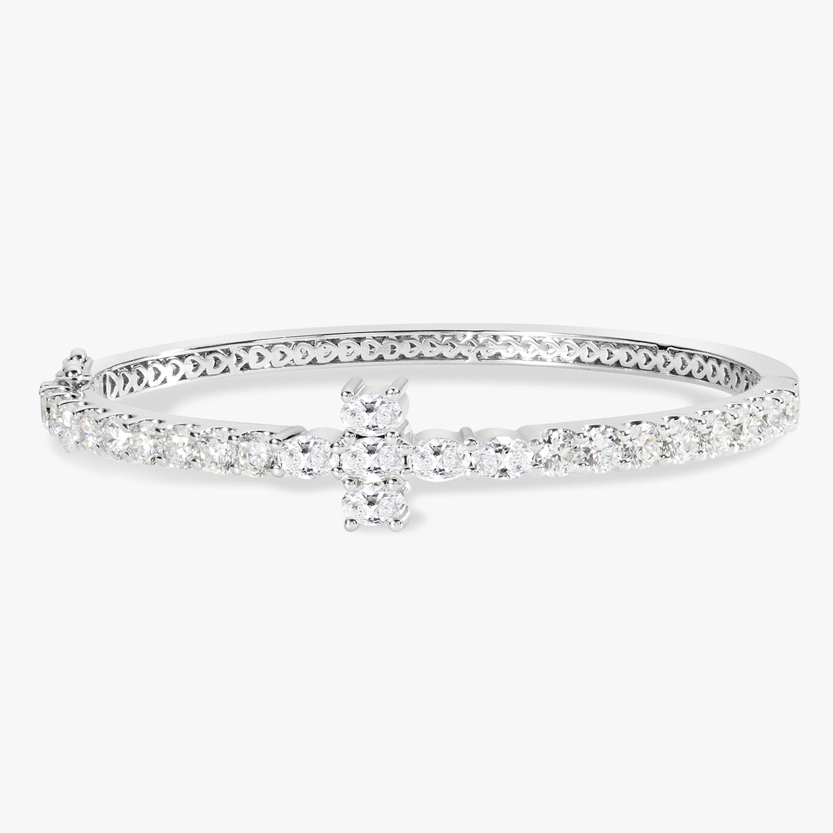 Petite Kirk Oval & Round Diamond Cross Bangle 4.65 ctw