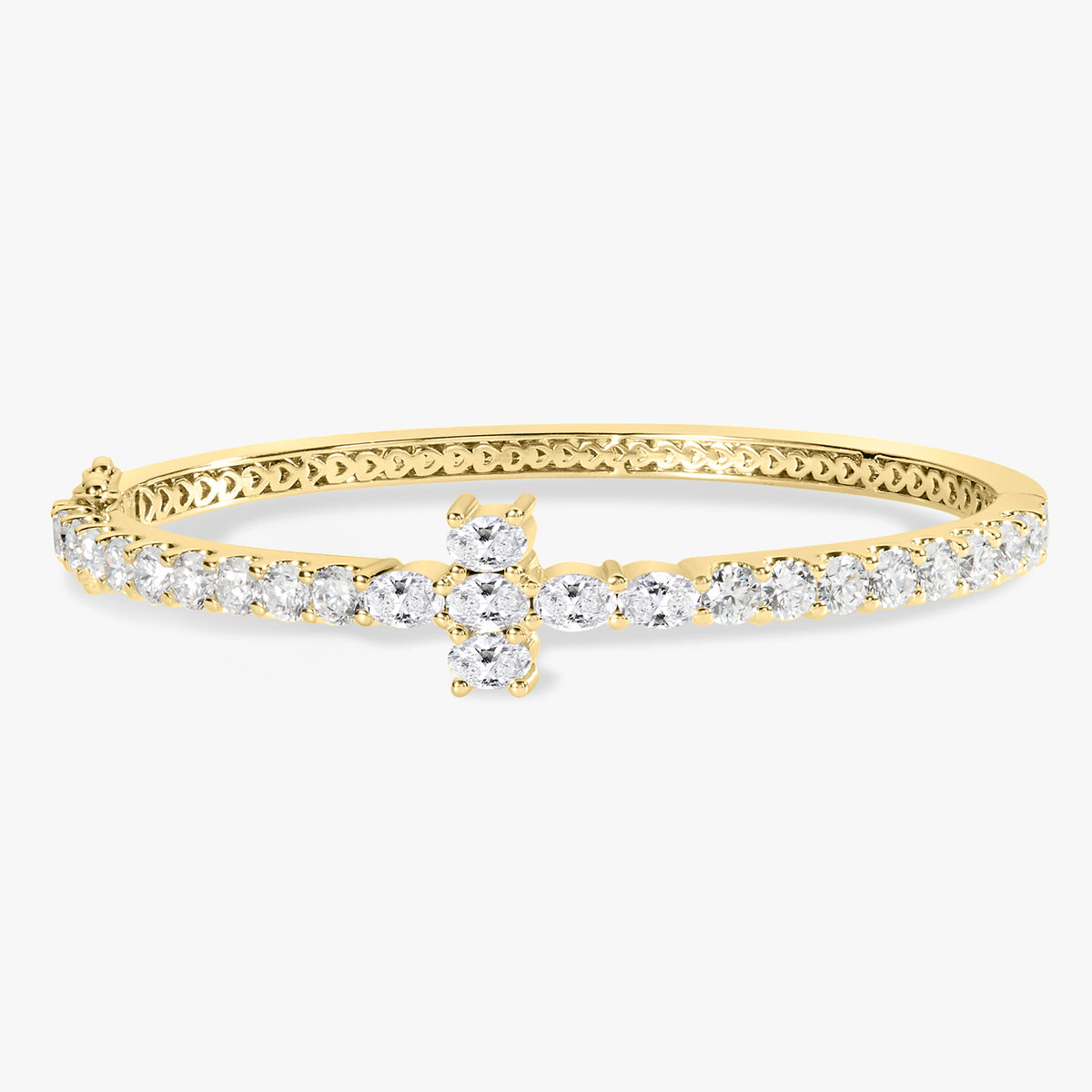 Petite Kirk Oval & Round Diamond Cross Bangle 4.65 ctw