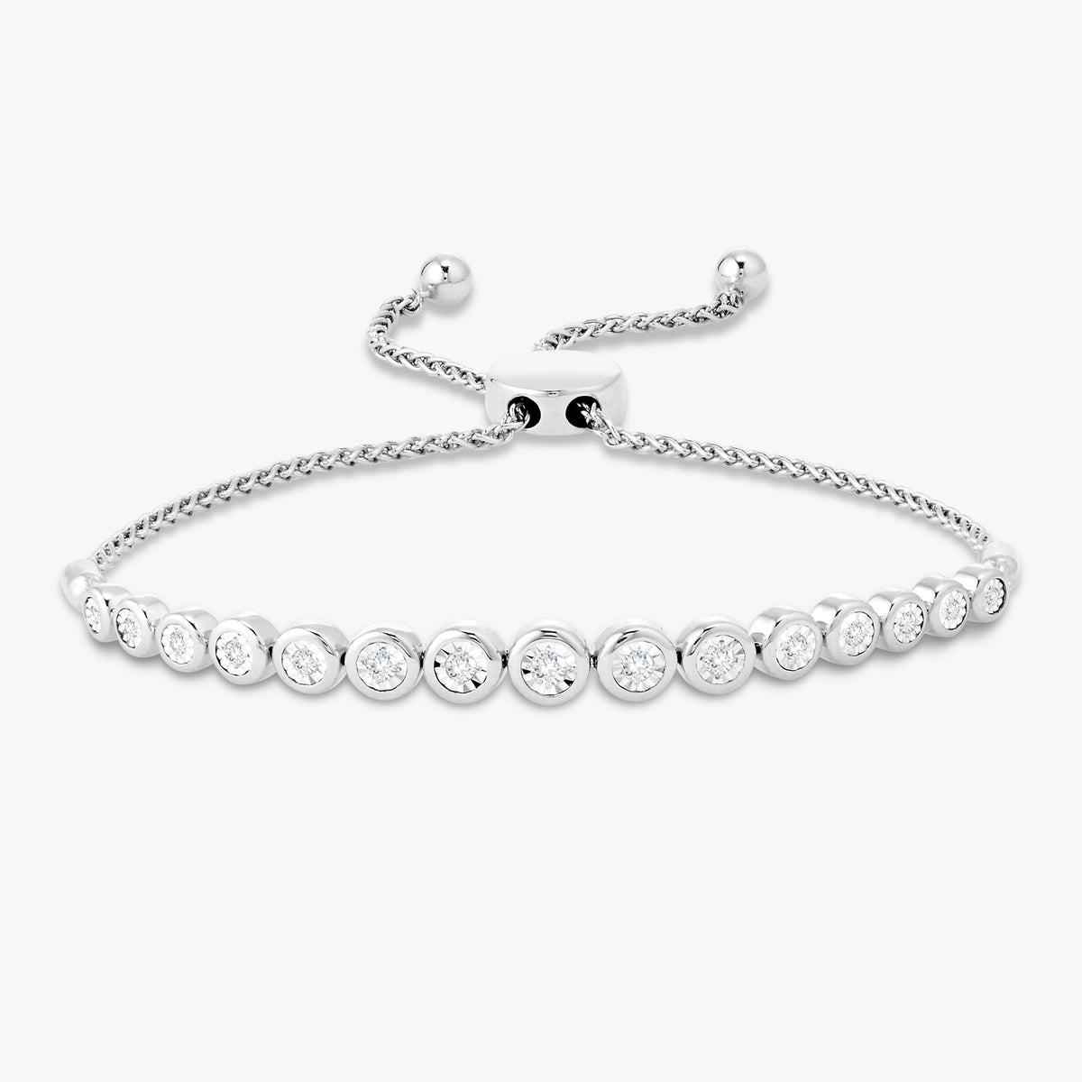 Poppy Bezel Set Diamond Bolo Bracelet 0.25 ctw