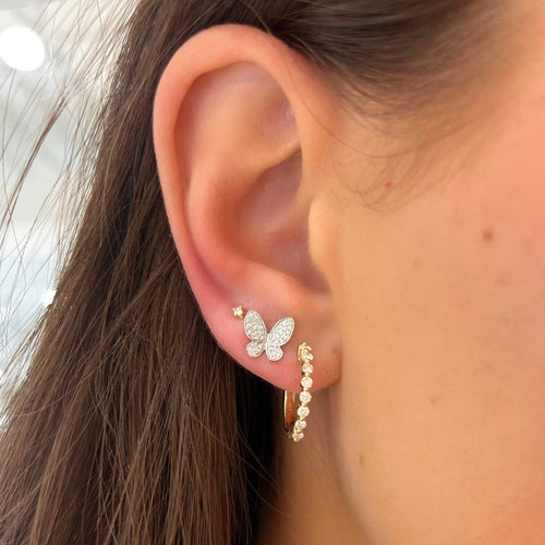Posie Charlie Cloud® Diamond Huggie Earrings 0.48 ctw, Paloma Butterfly Diamond Stud Earrings