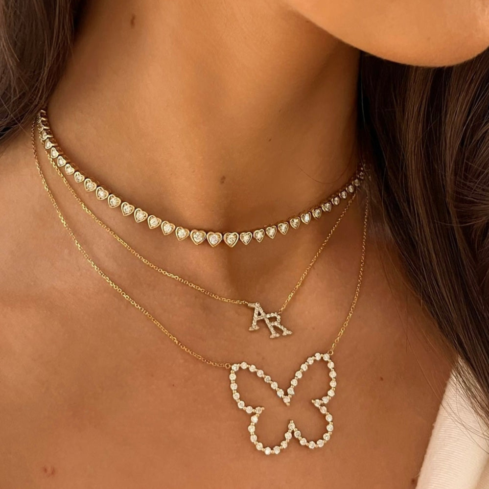 Harley Graduated Diamond Heart Bezel Tennis Necklace 2.87 ctw
