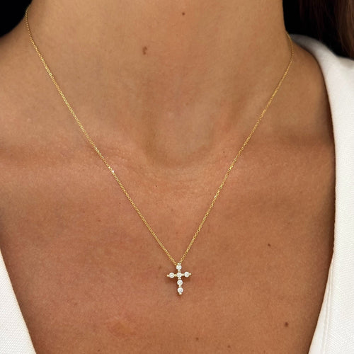 Posie Charlie Cloud® Floating Diamond Cross Necklace 0.21 ctw