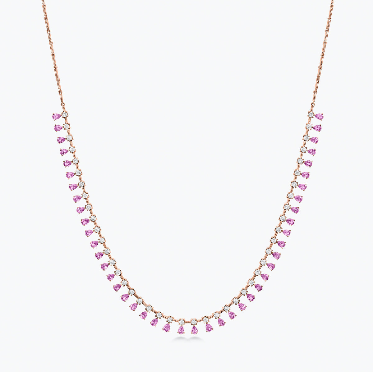 Preslie Pink Sapphire and Diamond Illusion Station Necklace