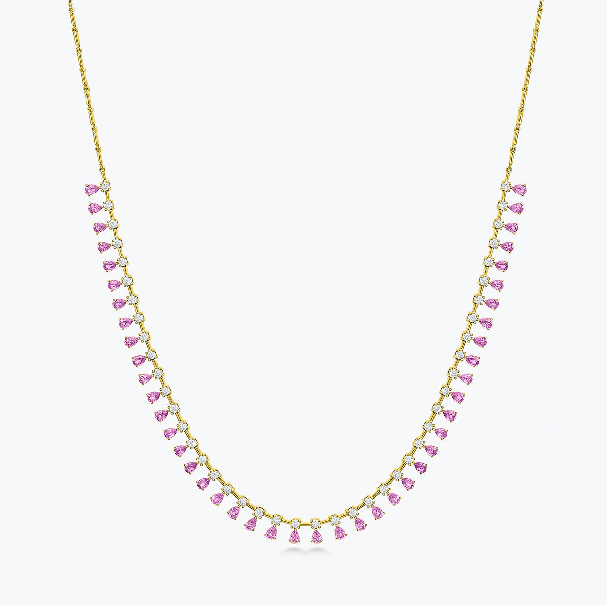 Preslie Pink Sapphire and Diamond Illusion Station Necklace