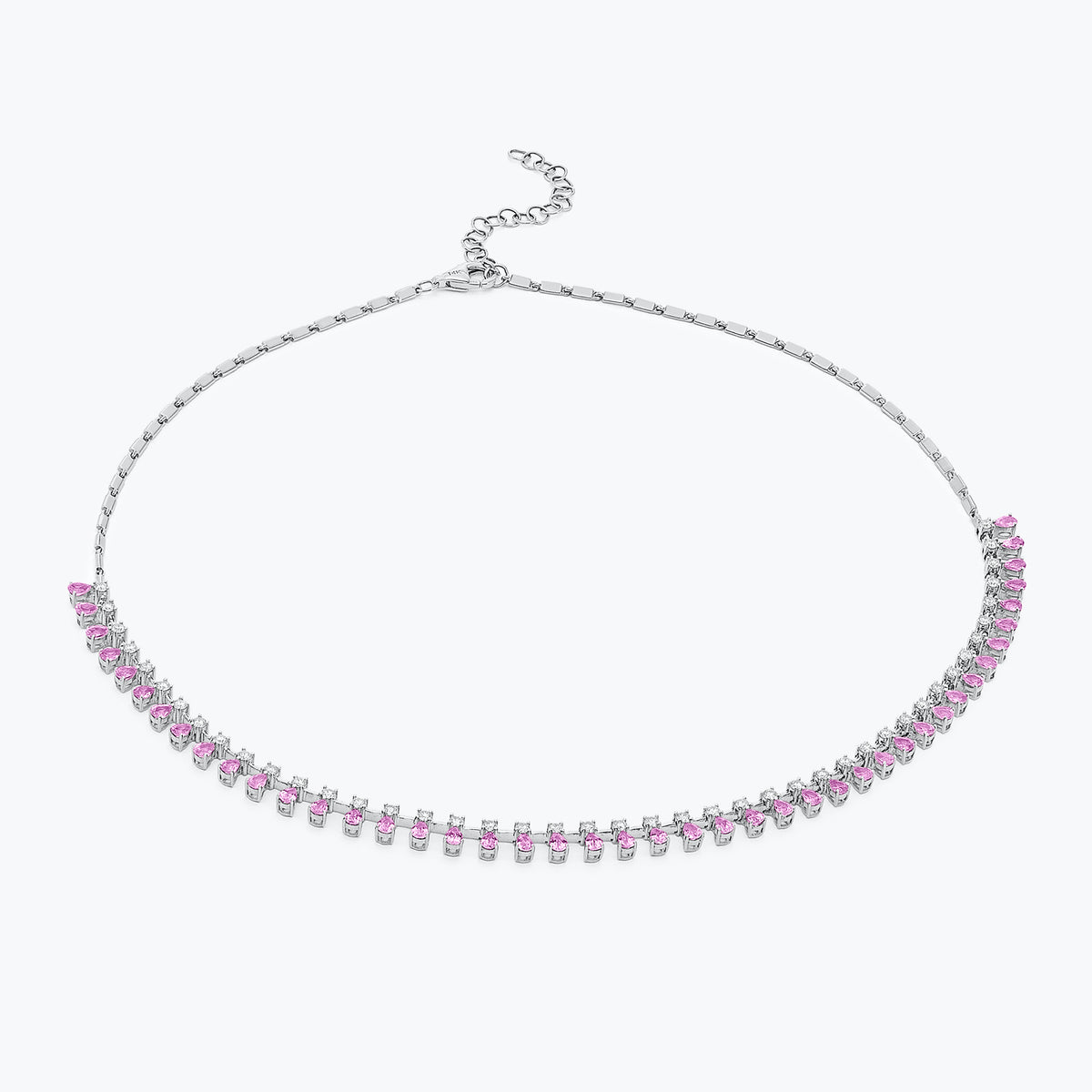 Preslie Pink Sapphire and Diamond Illusion Station Necklace