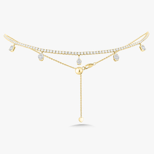 Primrose Dangle Diamond Adjustable Choker Necklace 3.23 ctw