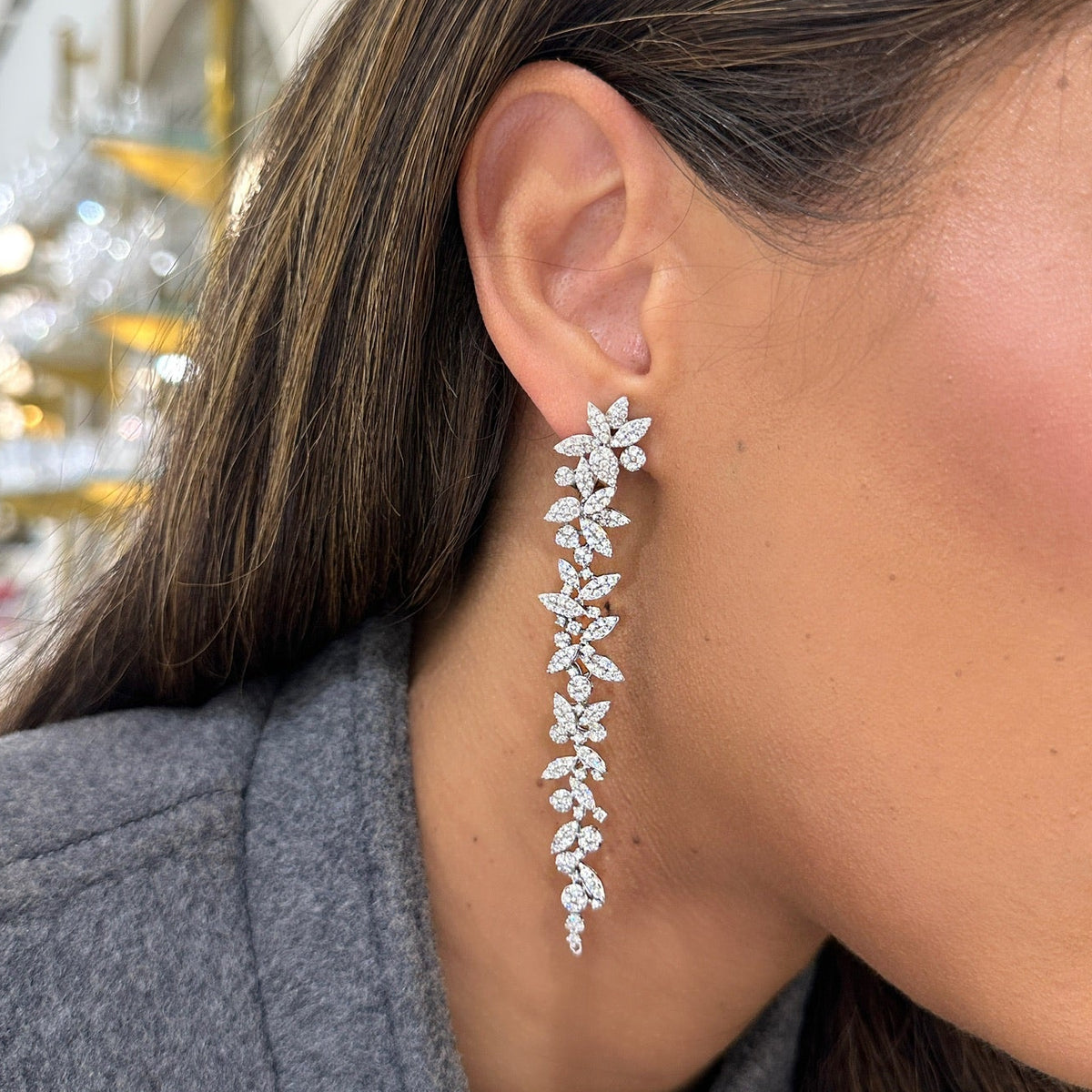Princess Bride Diamond Two-Way Flower Drop Earrings 4.78 ctw