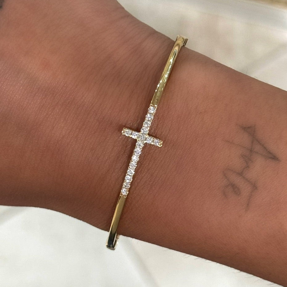 Proverbs Diamond Cross Bangle