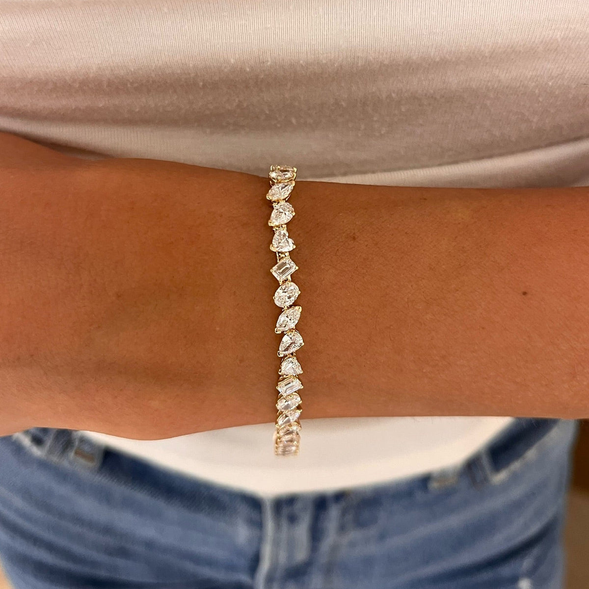 Pruitt Multi Mixed Shape Alternating Diamond Tennis Bracelet 8.50