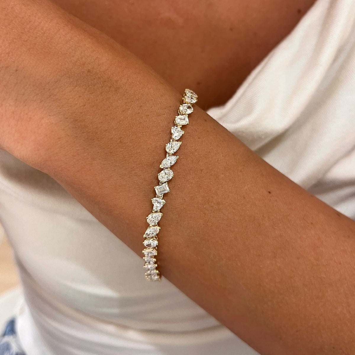 Pruitt Multi Mixed Shape Alternating Diamond Tennis Bracelet 8.50
