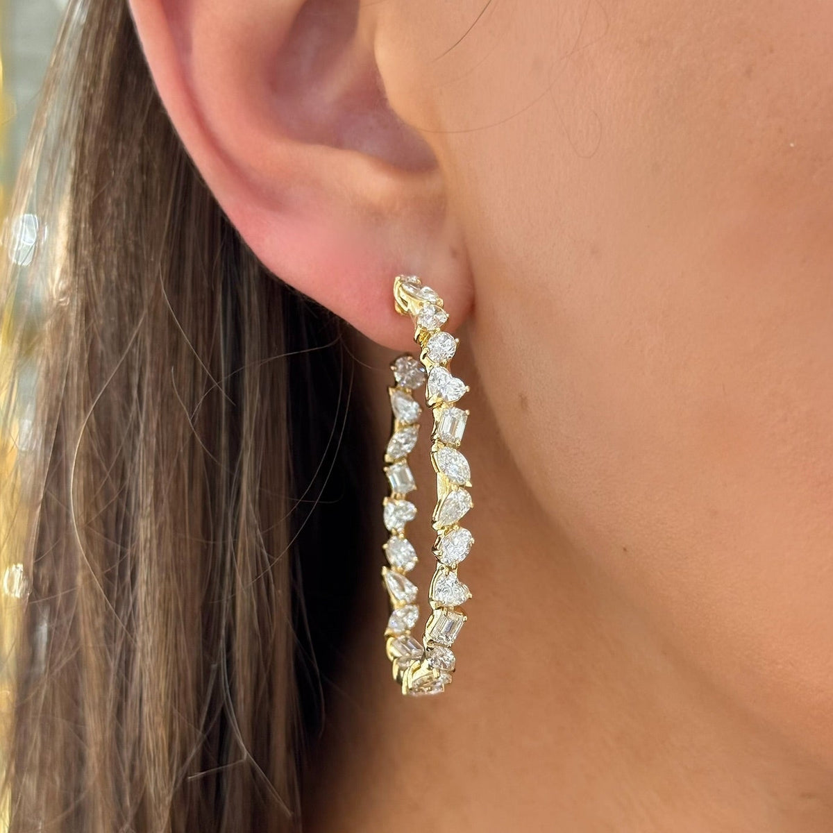 Pruitt Multi Mixed Shape Diamond Hoop Earrings 8.68 ctw