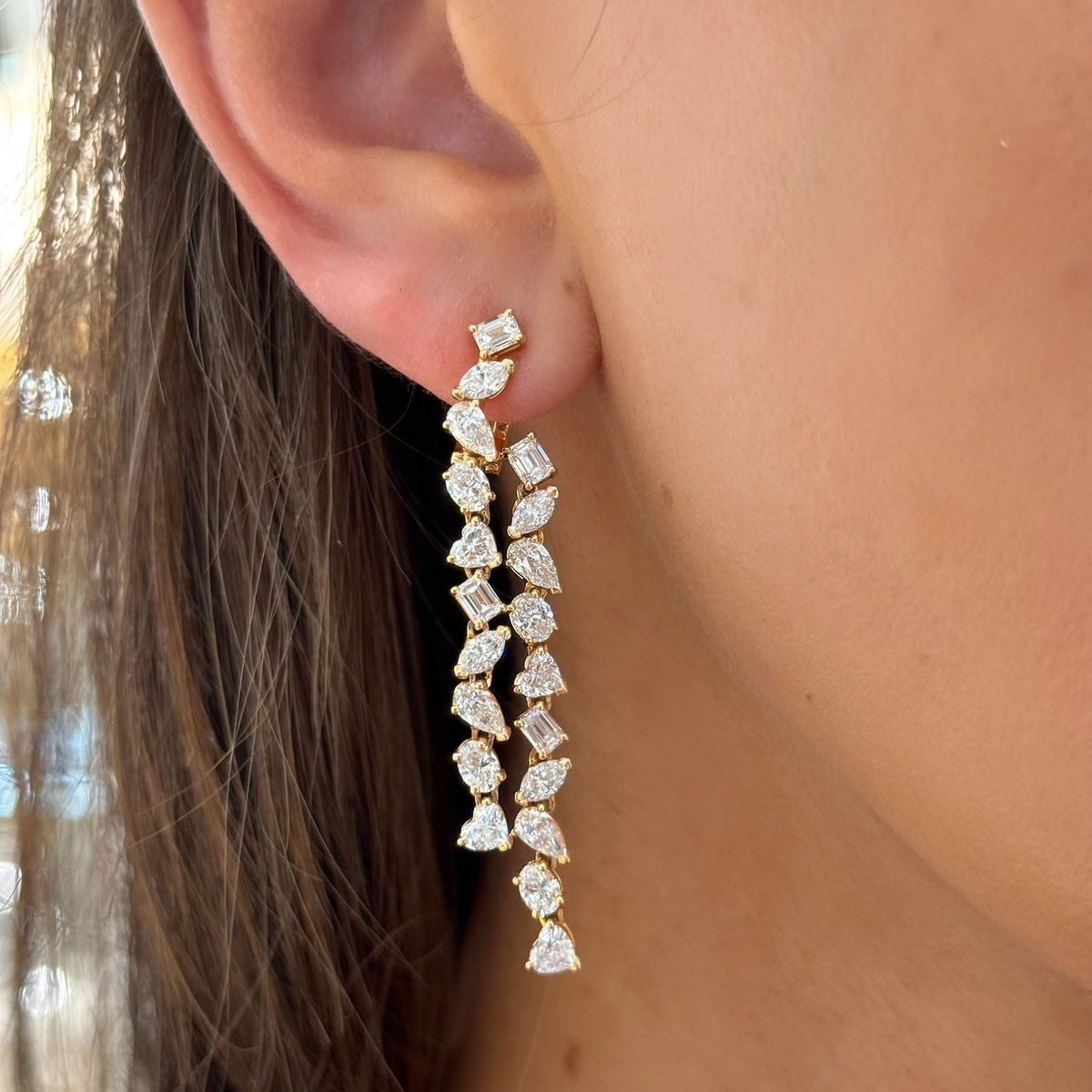 Pruitt Multi Mixed Shape Front & Back Dangle Stud Earrings 8.68 ctw