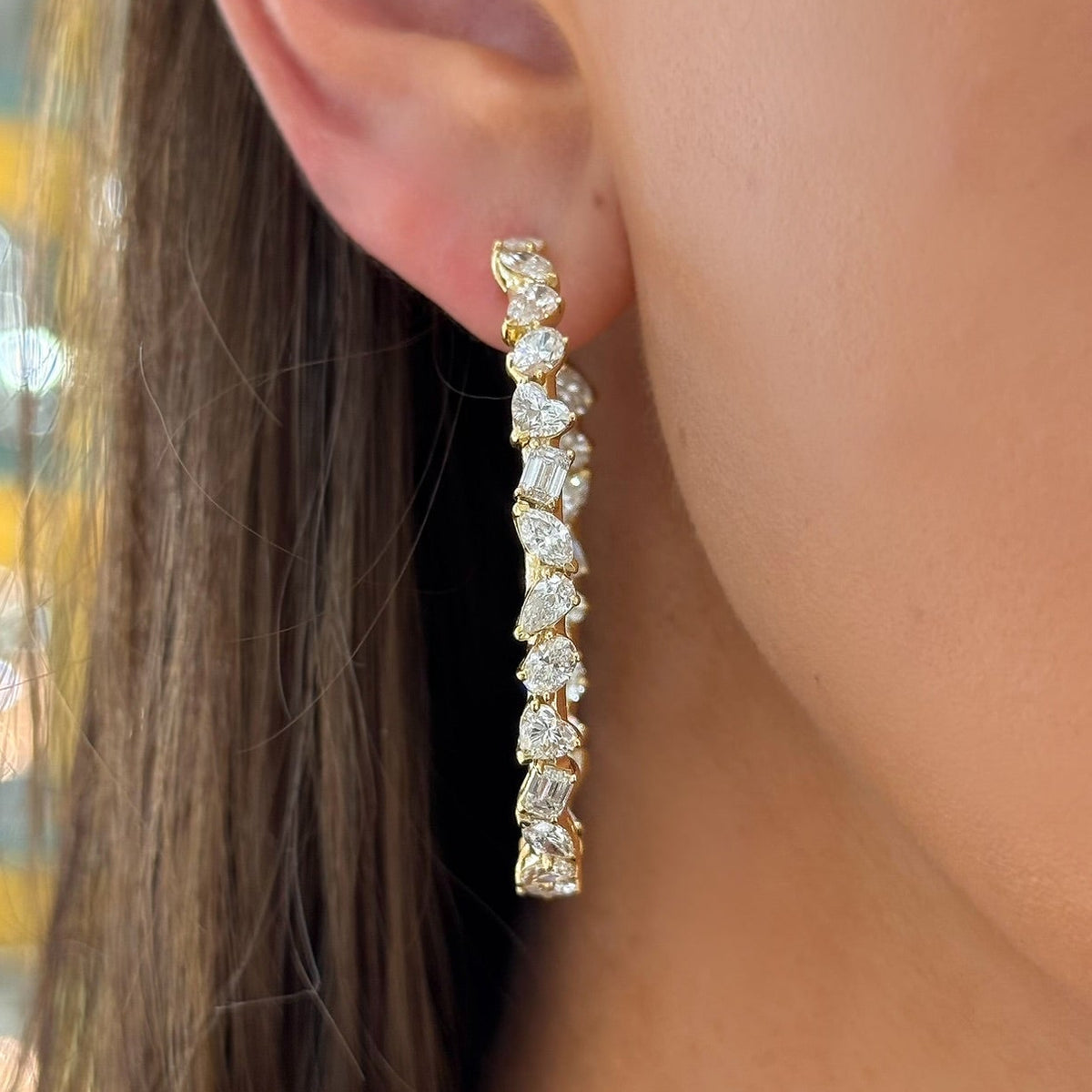 Pruitt Multi Mixed Shape Diamond Hoop Earrings 8.68 ctw and Pruitt Multi Mixed Shape Diamond Hoop Earrings 8.68 ctw