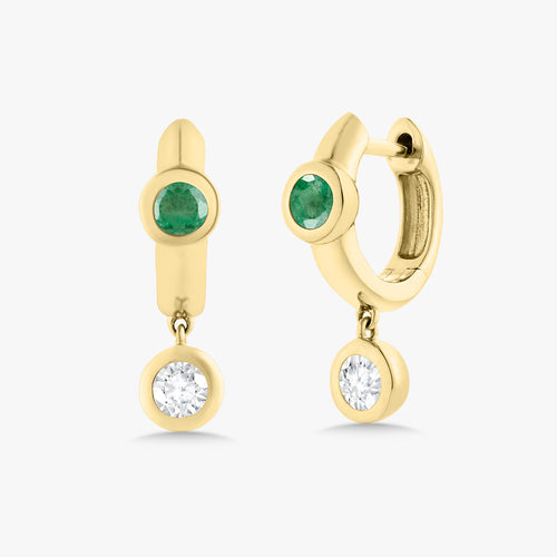Molly Emerald & Diamond Dangle Puff Huggies
