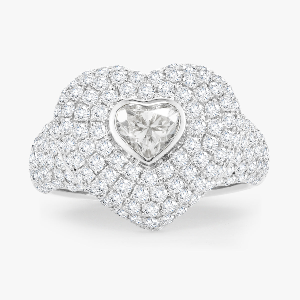 Pave Diamond Heart Ring 2.75 ctw