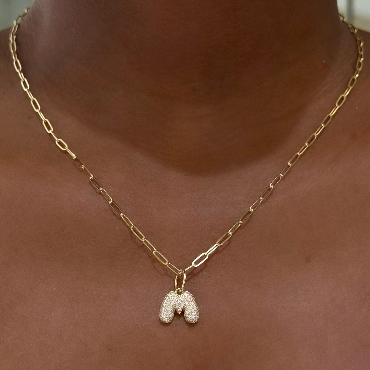 Puffy Bubble Initial Pave Diamond Charm
M