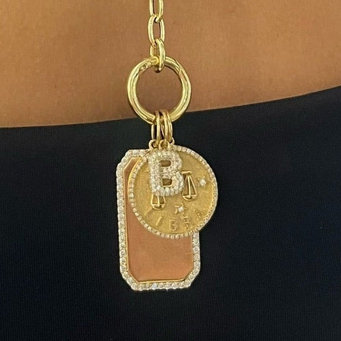 Puffy Bubble Initial Pave Diamond Charm